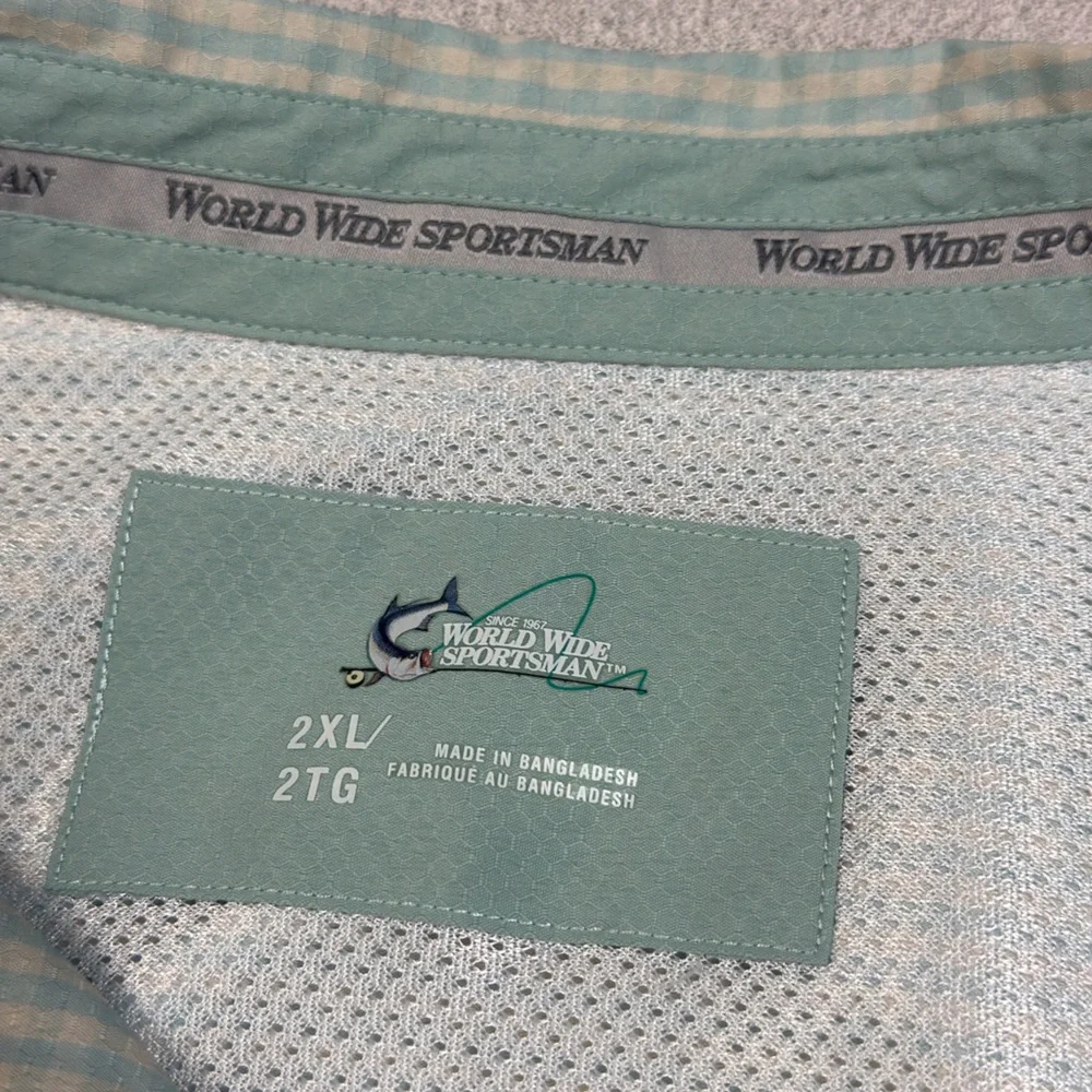 World wide Sportsman  Light Blue-Green Checkered Shirt‎ 2Xl